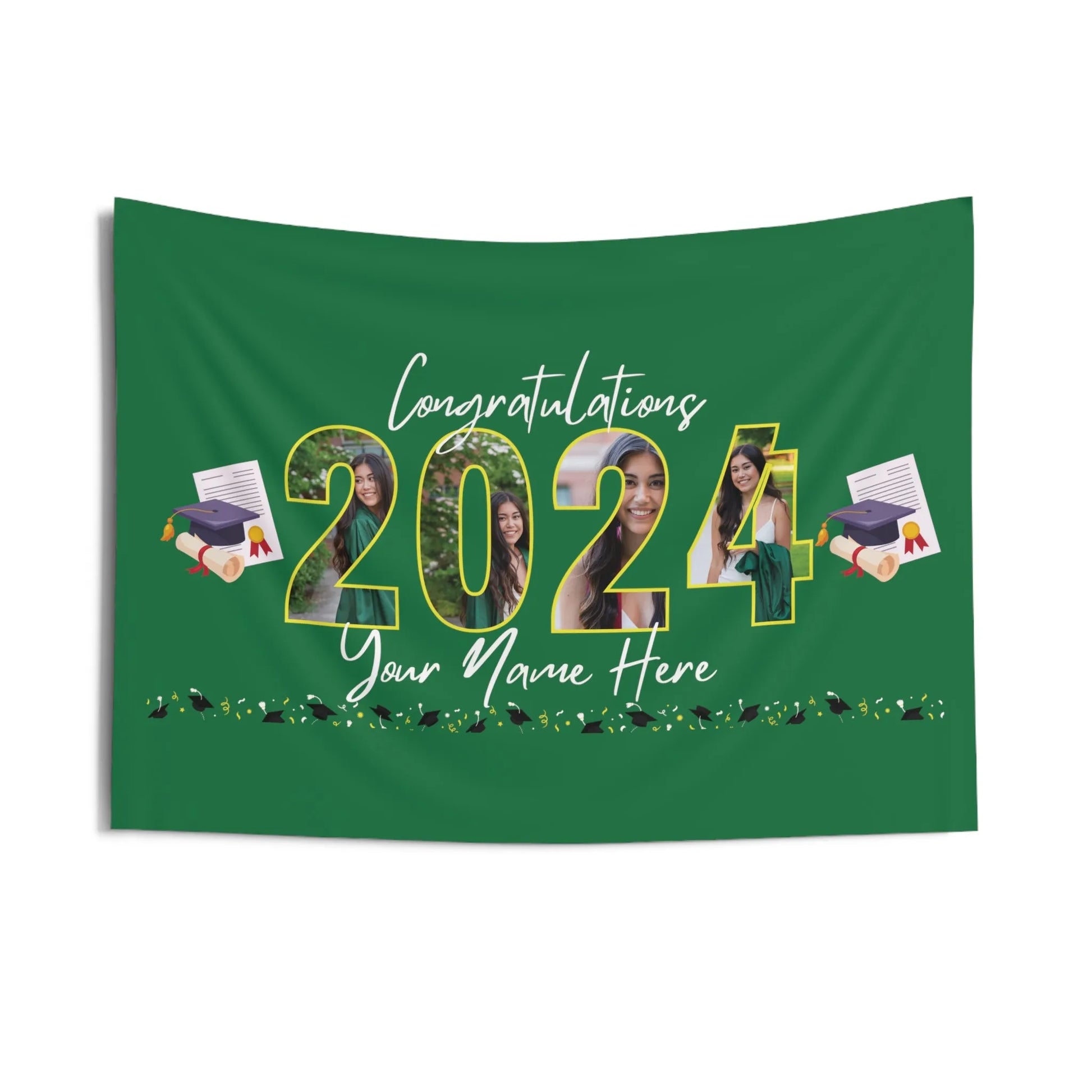 Class of 2024 Photo Wall Tapestry Green