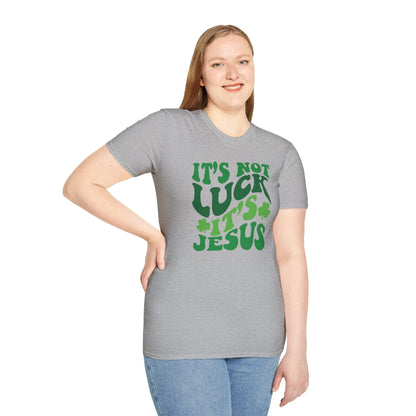 It's Not Luck It's Jesus Retro-Style St. Patrick's Day T-Shirt - Comfort & Charm - It's Not Luck It's Jesus St. Patrick's Day Shirt Grey
