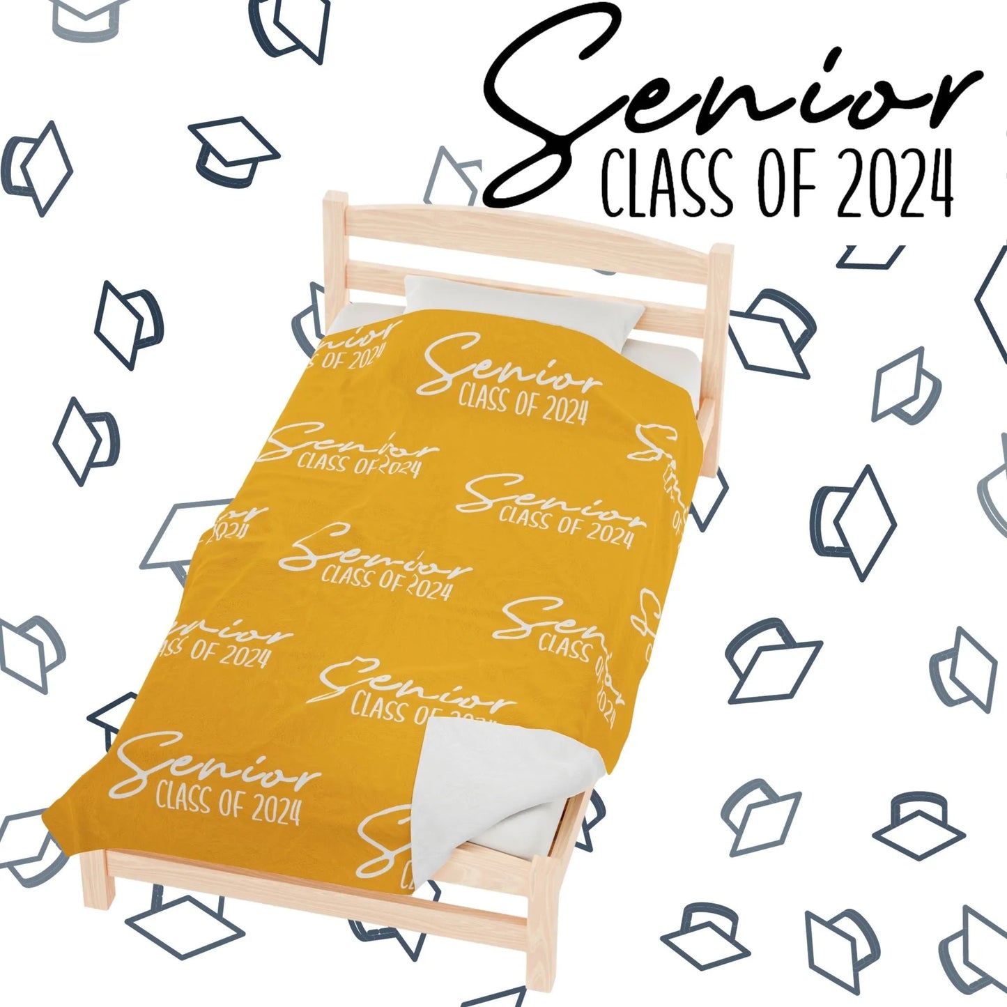 Senior Class of 2024 Celebration Throw Blanket: Personalized, Cozy, and Stylish - Senior 2024 Personalized Throw Blanket Yellow