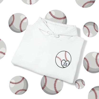 Custom Number Baseball Mom Hooded Sweatshirt with Sleeve Stitches Folded