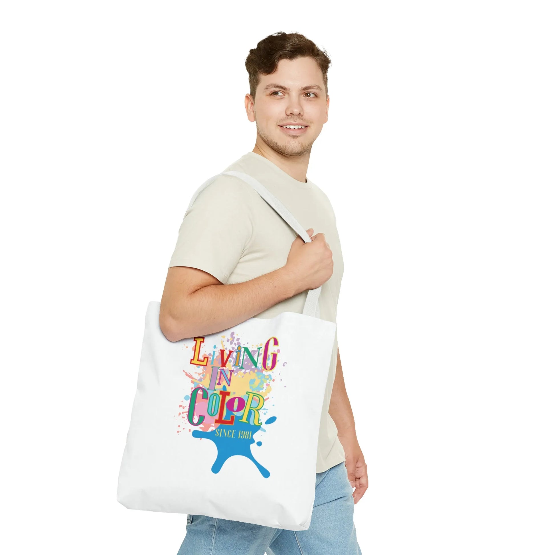 Living In Color 90s Throwback Tote Bag - Living In Color Since Custom Birth Year Retro Tote - Retro In Living Color 90s Inspired Tote Bag