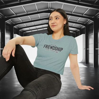 Catch Friendship Not Feelings Crop Top Stonewash Green