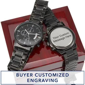 You're The One Engraved Black Chronograph Watch - Men's Engraved Black Chronograph Watch - Engraved Men's Watch