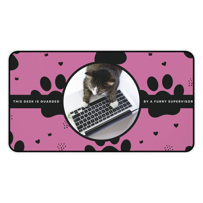 Personalized Pet Photo Desk Mat Pink Medium