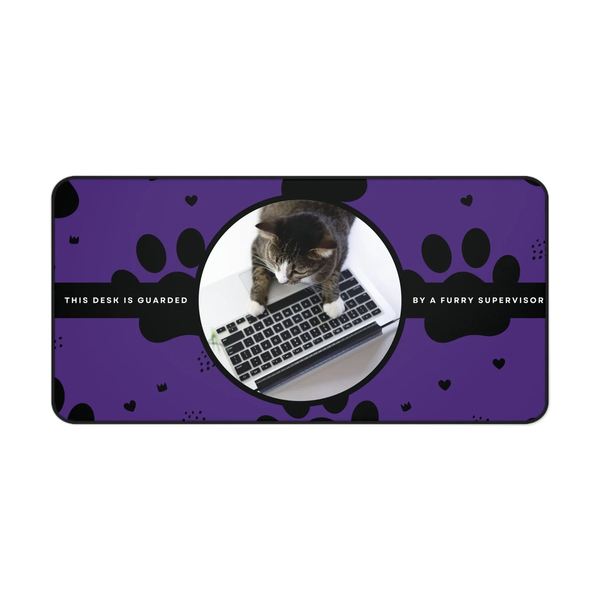 Personalized Pet Photo Desk Mat Purple Large