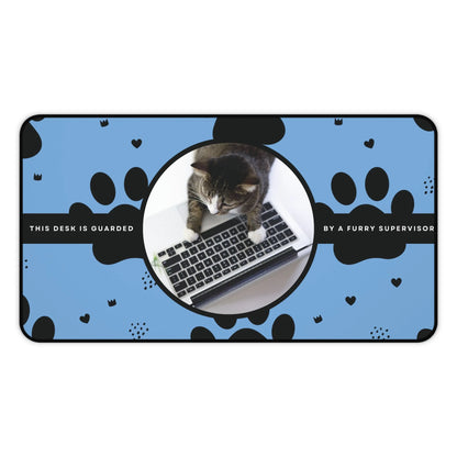 Personalized Pet Photo Desk Mat Light Blue Medium
