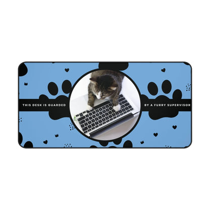 Personalized Pet Photo Desk Mat Light Blue Large
