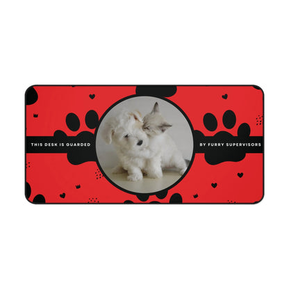 Personalized Pets Photo Desk Mat Red Large