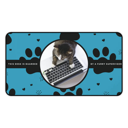 Personalized Pet Photo Desk Mat Turquoise Medium