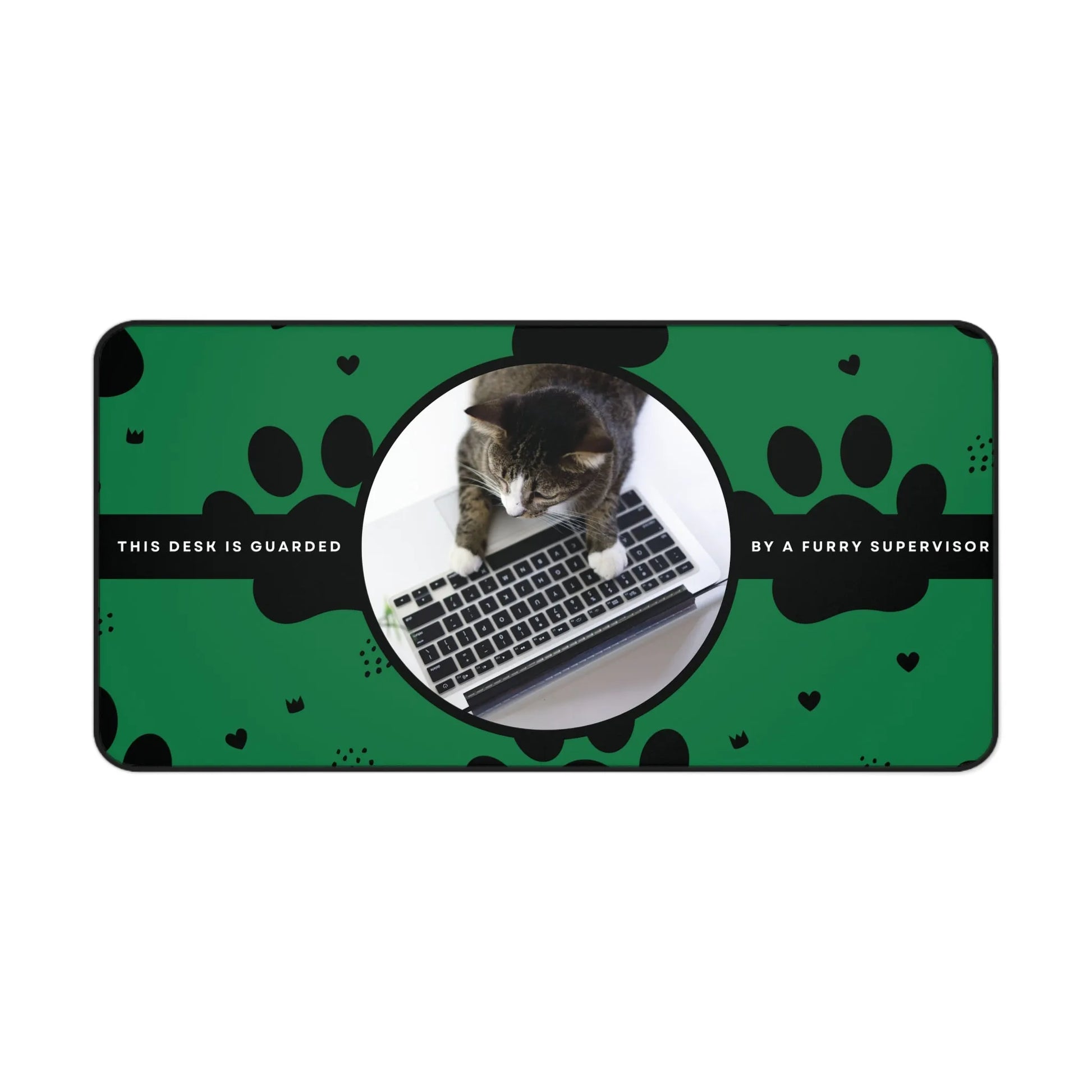 Personalized Pet Photo Desk Mat Green Large