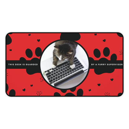 Personalized Pet Photo Desk Mat Red Medium