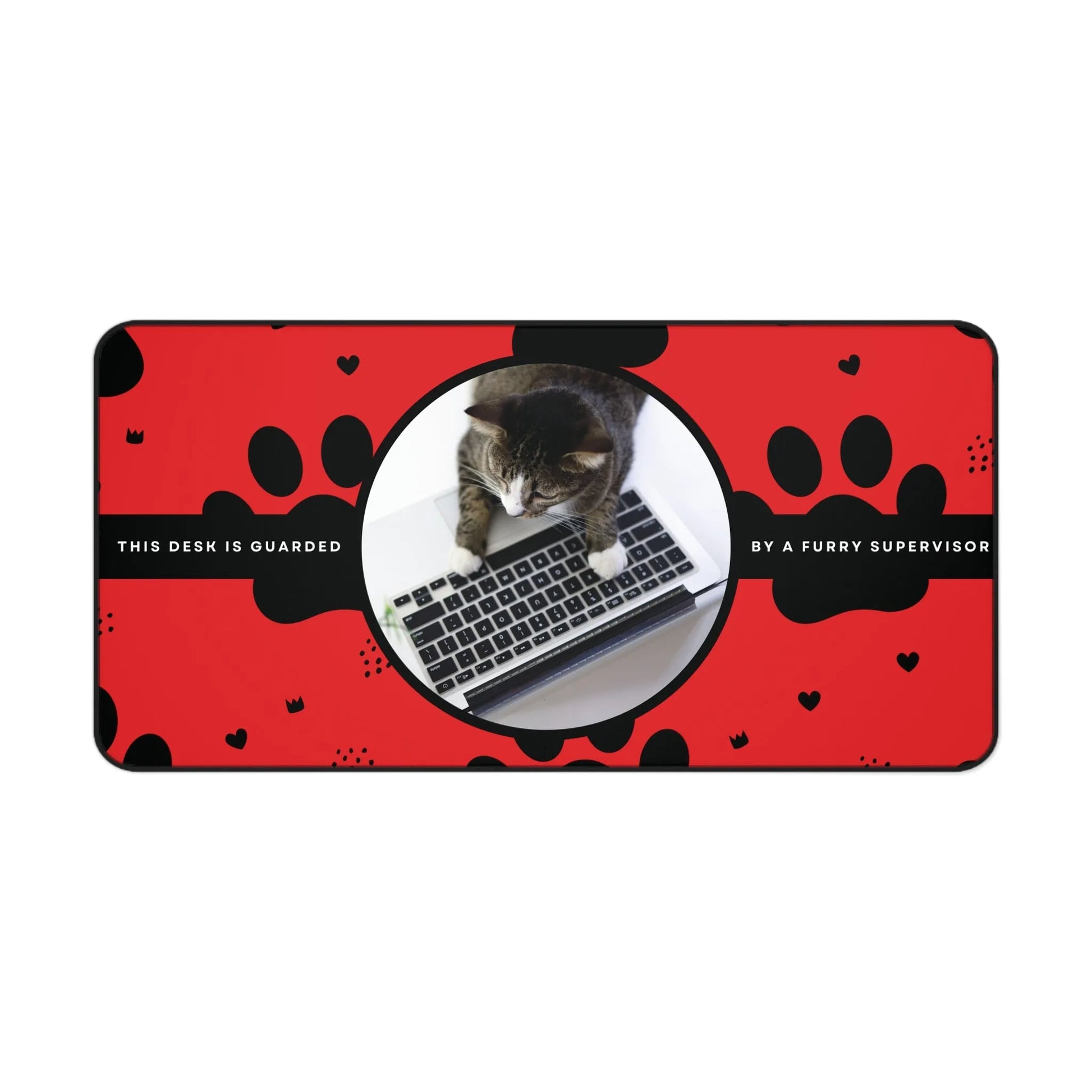 Personalized Pet Photo Desk Mat red medium
