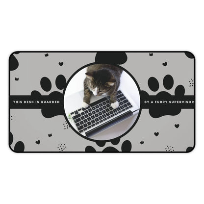 Personalized Pet Photo Desk Mat Grey Medium