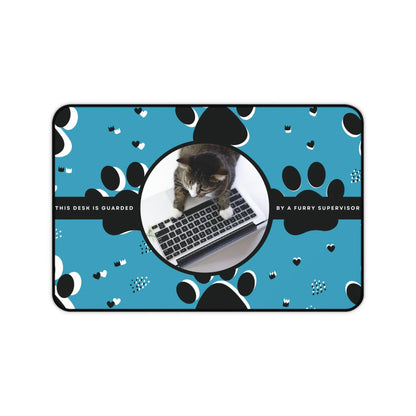 Personalized Pet Photo Desk Mat Turquoise Small