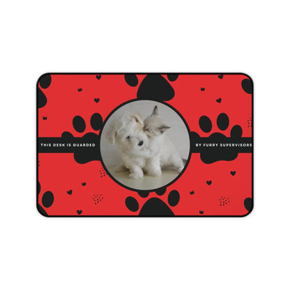 Personalized Pets Photo Desk Mat Red Small