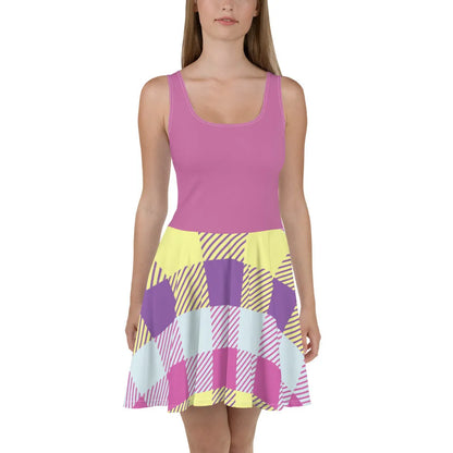 Pink Chevron Print Skater Dress