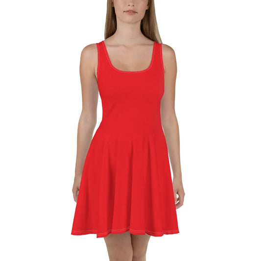 Radiant Red Skater Dress Front