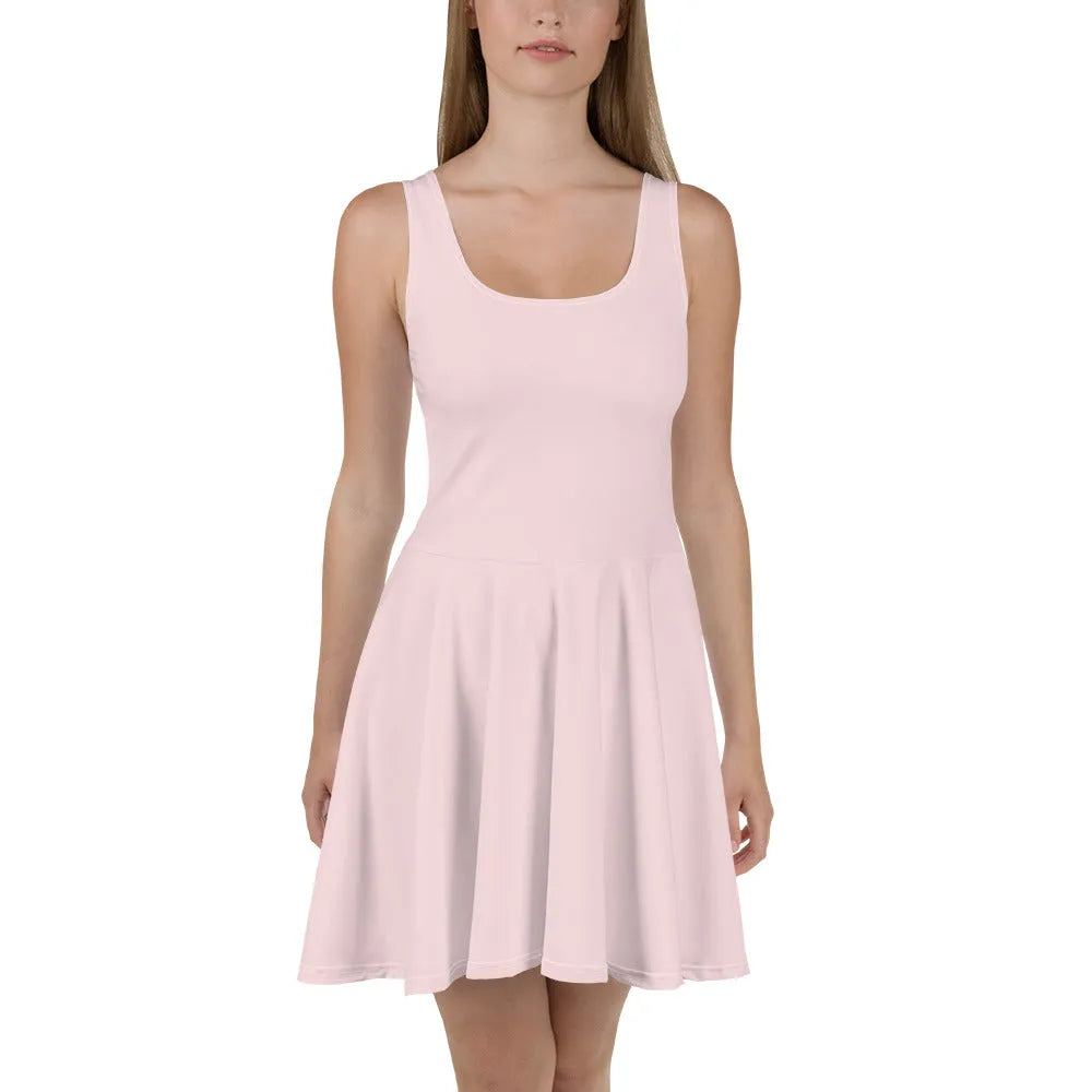 Sleeveless Pale Pink Skater Dress - Pink Sleeveless Dress - Pastel Pink Dress