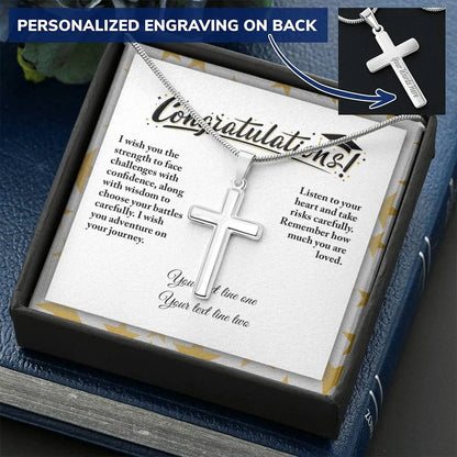 Congratulations Graduate Custom Engraved Cross Necklace - Class of 2024 Cross Necklace In Box
