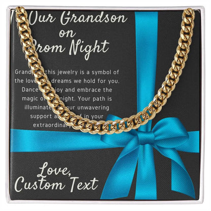 To My Grandson On Prom Night Cuban Chain Link Necklace