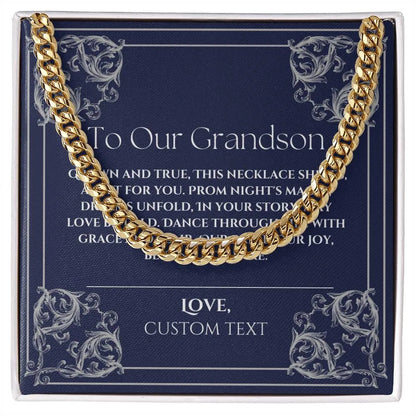 To Our Grandson Cuban Chain Link Prom Necklace