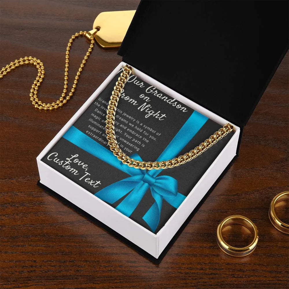 To My Grandson On Prom Night Cuban Chain Link Necklace