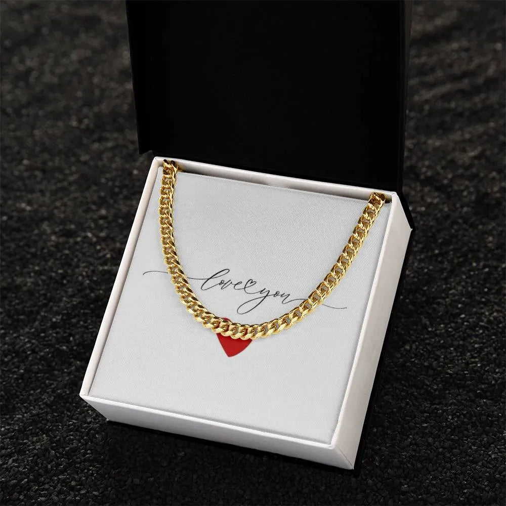 Love You Cuban Link Chain Necklace