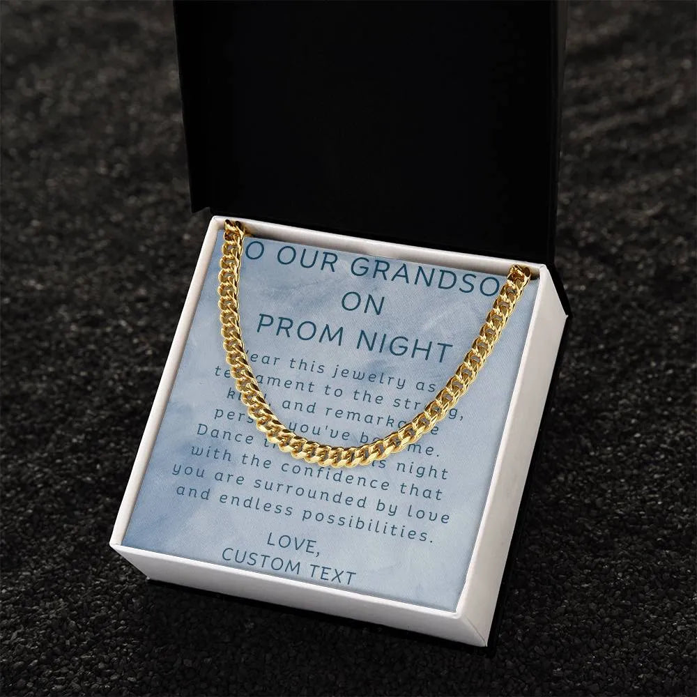 To Our Grandson On Prom Night Cuban Chain Link Necklace