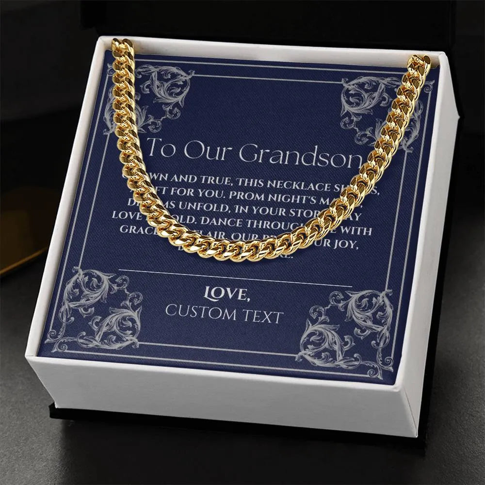 To Our Grandson Cuban Chain Link Prom Necklace