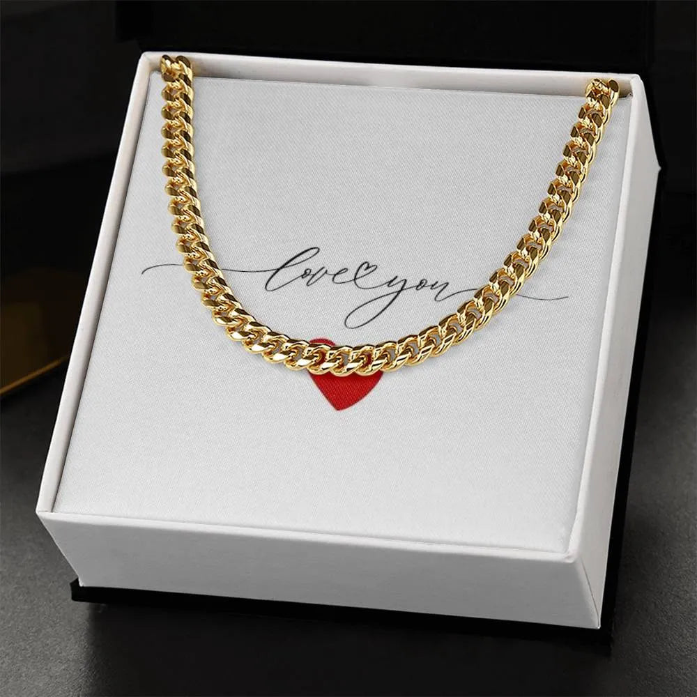 Love You Cuban Link Chain Necklace
