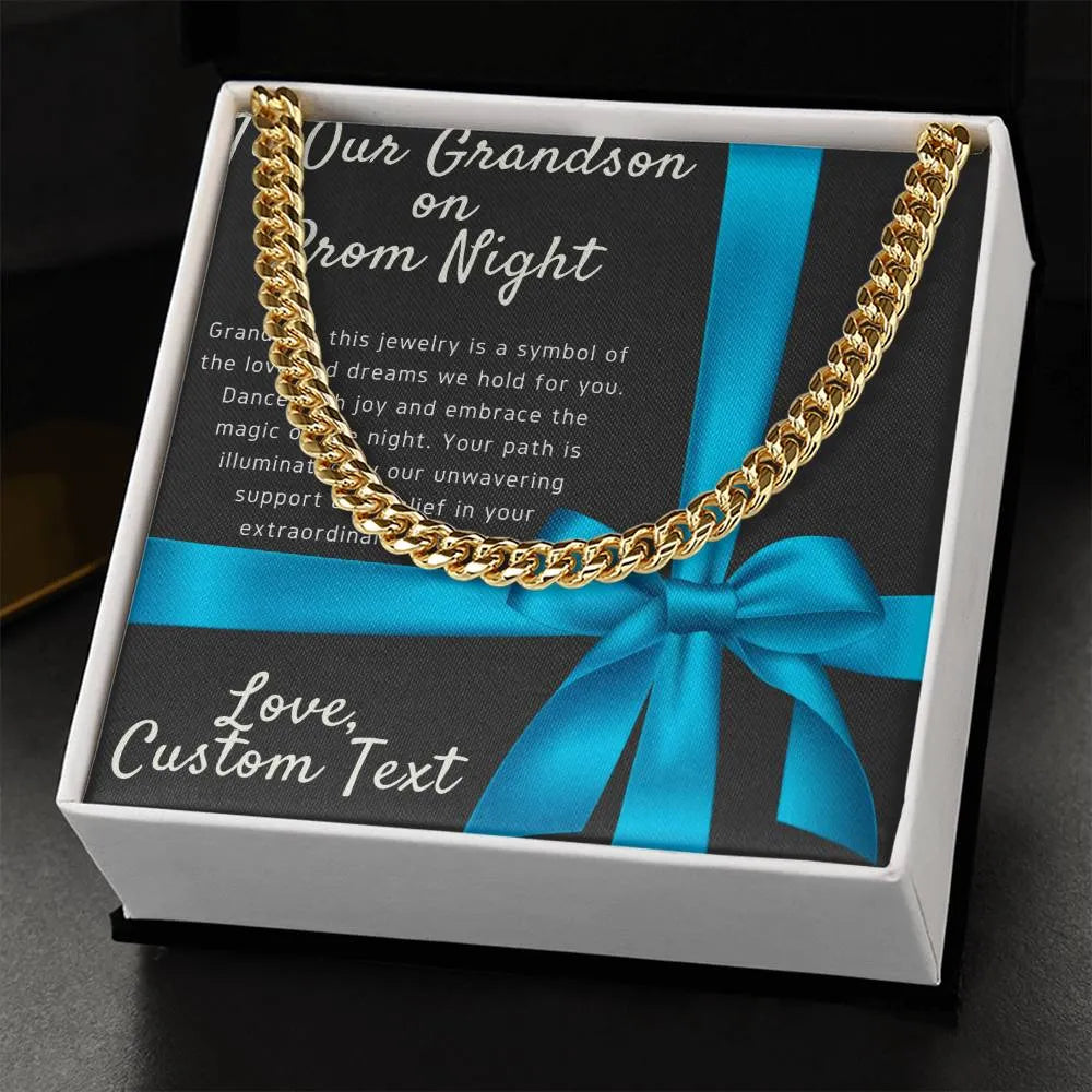 To My Grandson On Prom Night Cuban Chain Link Necklace