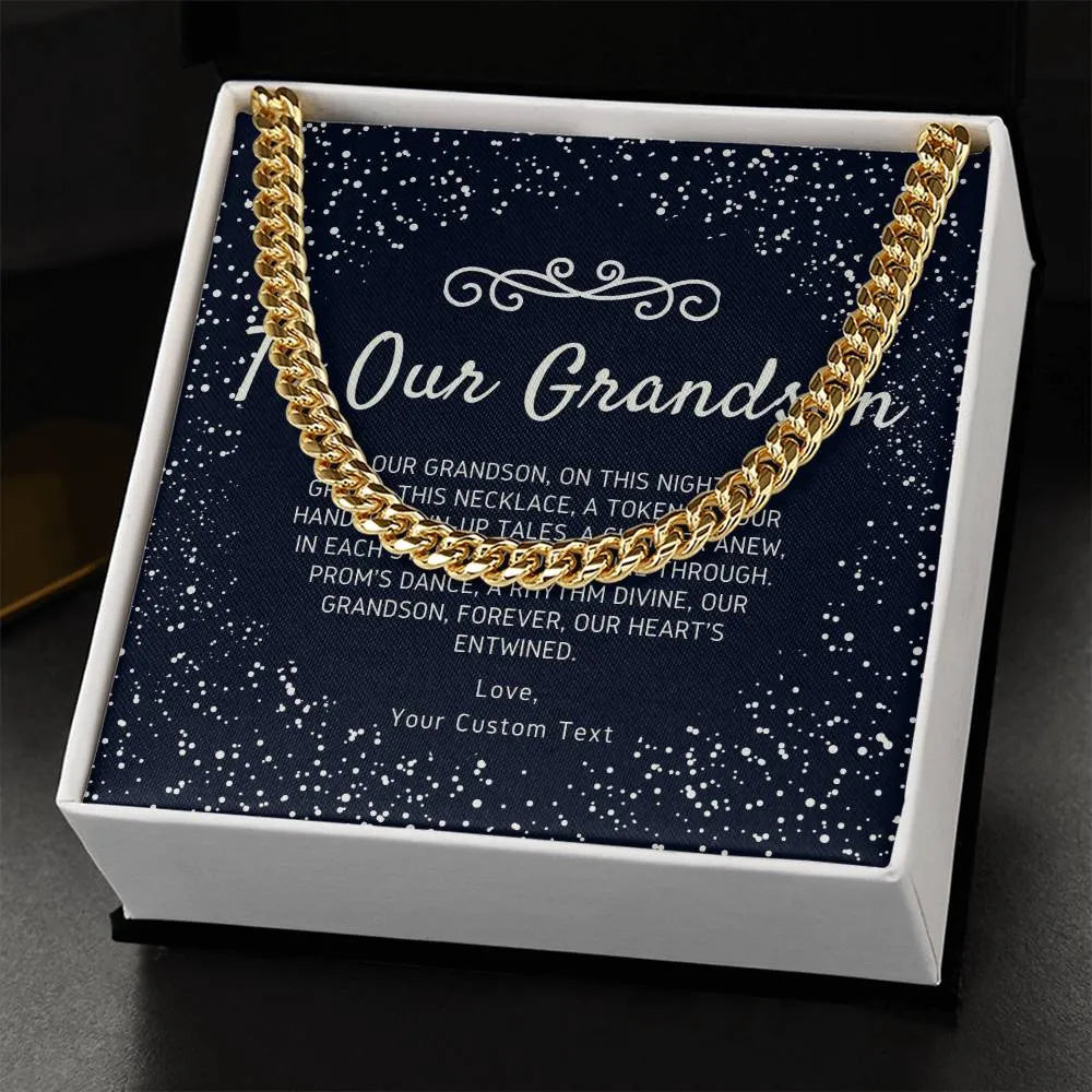 To Our Grandson Cuban Chain Link Prom Necklace