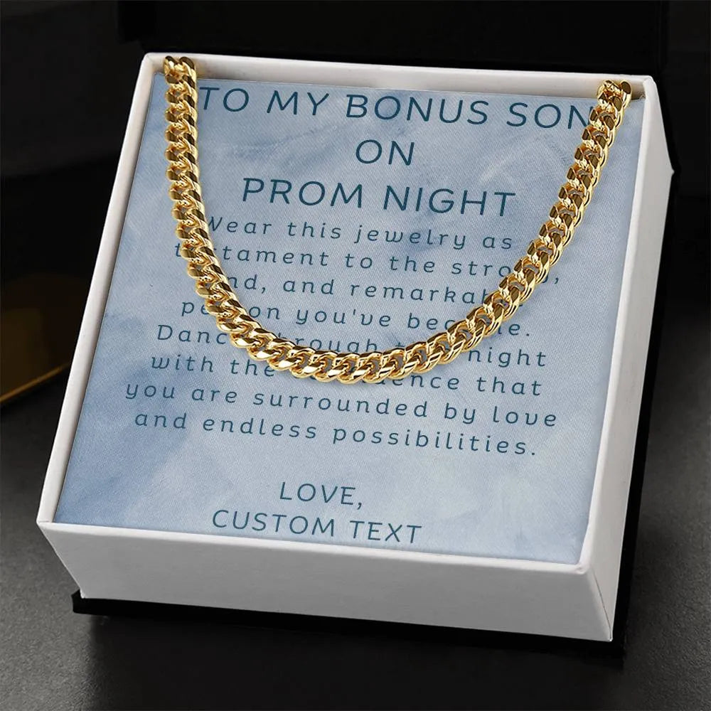 To Our Bonus Son On Prom Night Cuban Chain Link Necklace