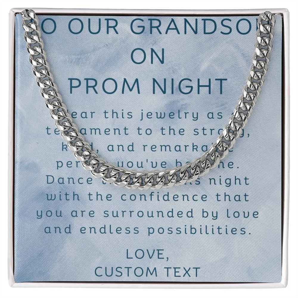 To Our Grandson On Prom Night Cuban Chain Link Necklace