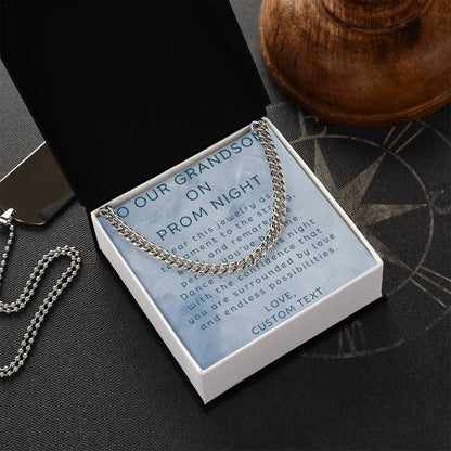 To Our Grandson On Prom Night Cuban Chain Link Necklace