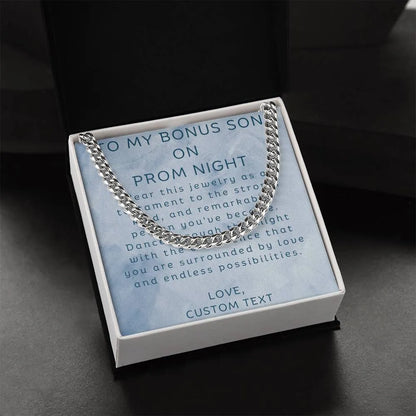To Our Bonus Son On Prom Night Cuban Chain Link Necklace