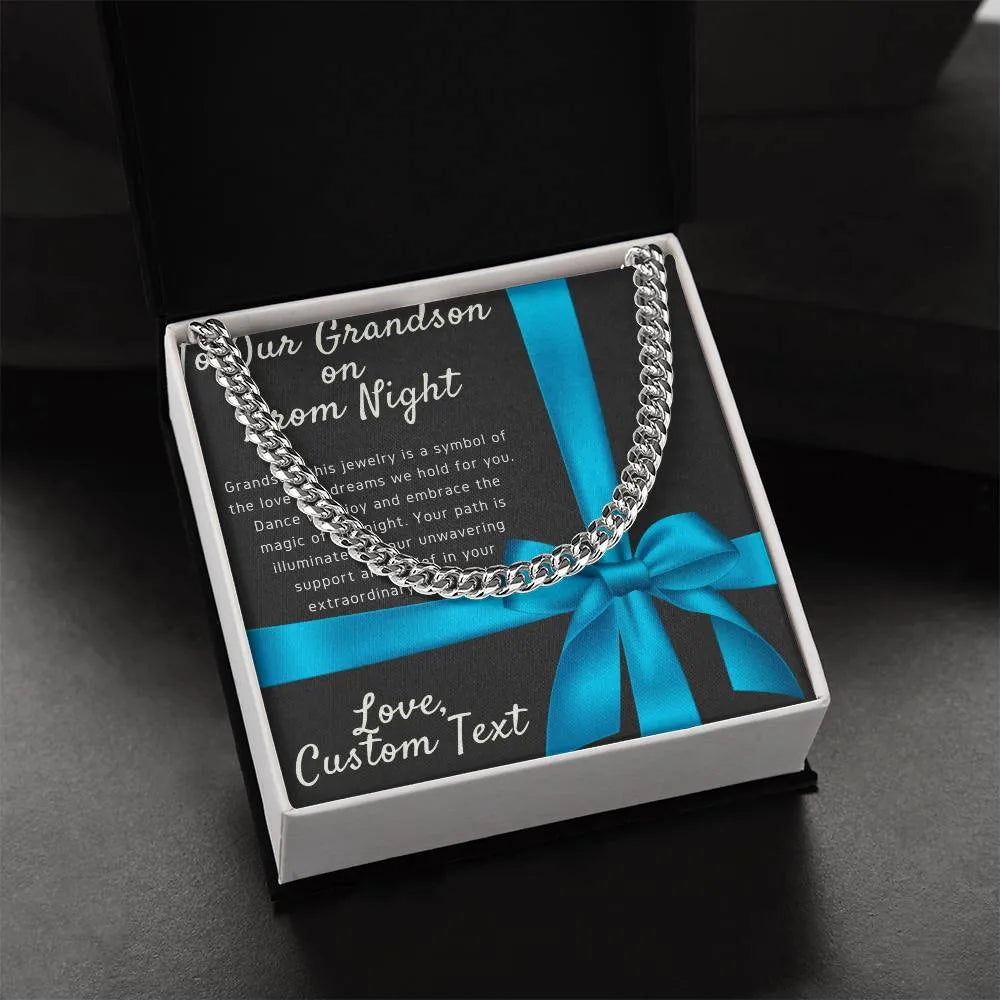 To My Grandson On Prom Night Cuban Chain Link Necklace