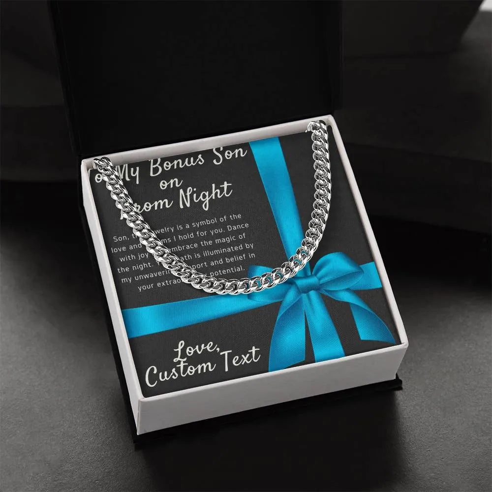 To My Bonus Son On Prom Night Cuban Chain Link Necklace