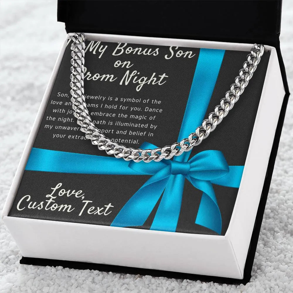 To My Bonus Son On Prom Night Cuban Chain Link Necklace