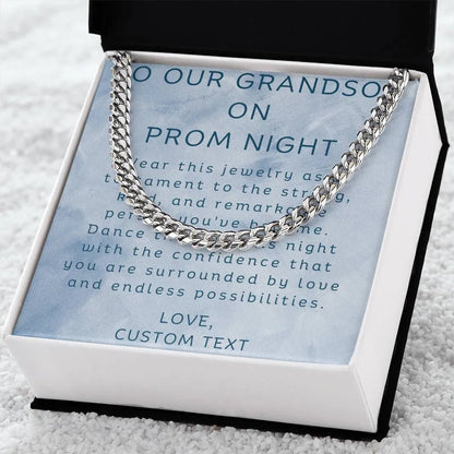 To Our Grandson On Prom Night Cuban Chain Link Necklace