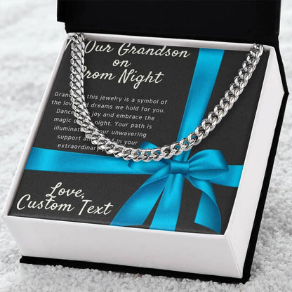 To My Grandson On Prom Night Cuban Chain Link Necklace