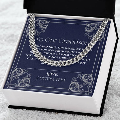 To Our Grandson Cuban Chain Link Prom Necklace