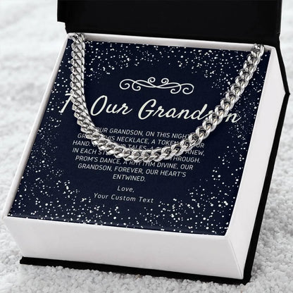 To Our Grandson Cuban Chain Link Prom Necklace