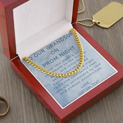 To Our Grandson On Prom Night Cuban Chain Link Necklace