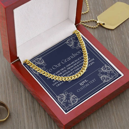 To Our Grandson Cuban Chain Link Prom Necklace