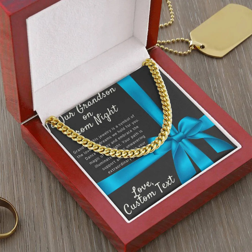 To My Grandson On Prom Night Cuban Chain Link Necklace