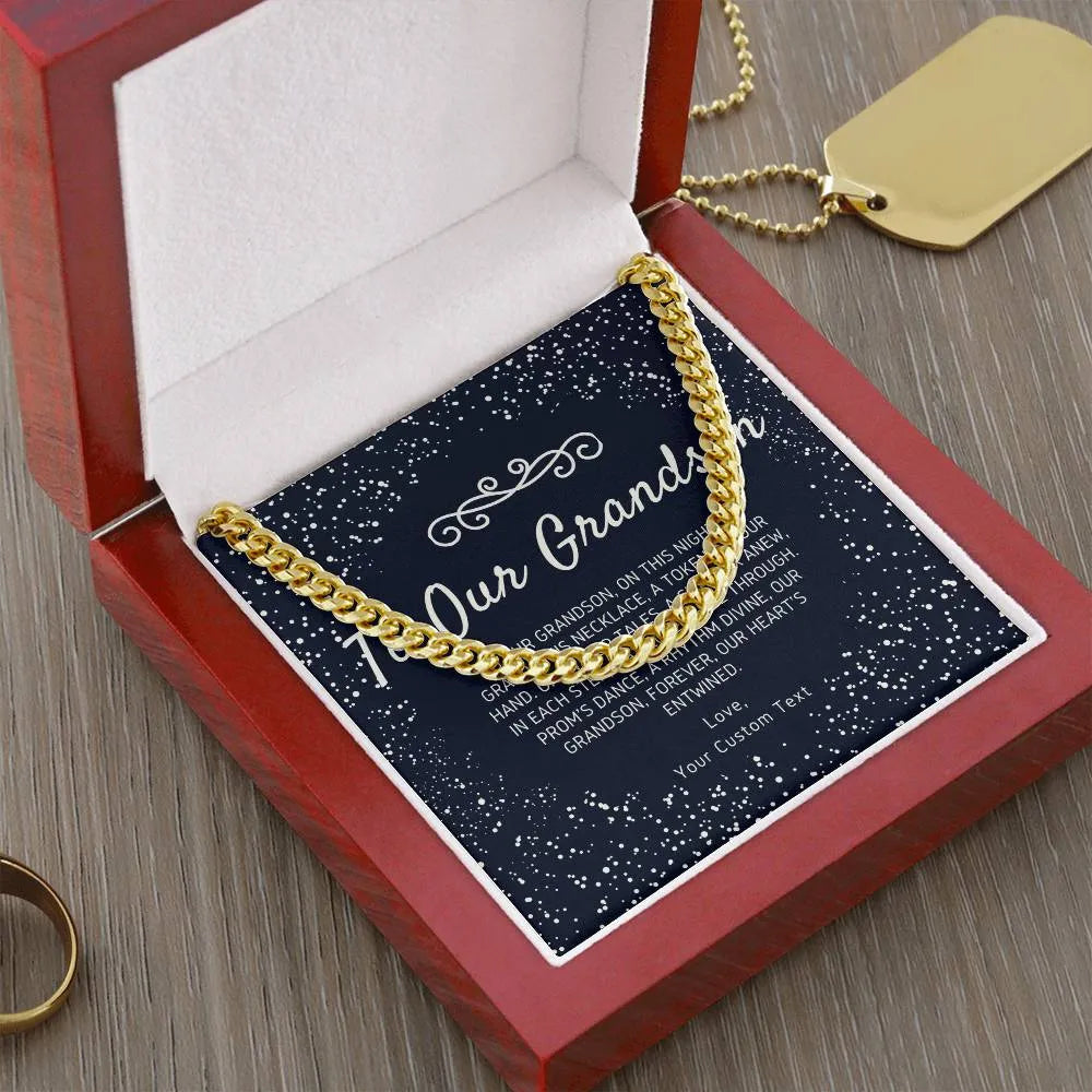 To Our Grandson Cuban Chain Link Prom Necklace