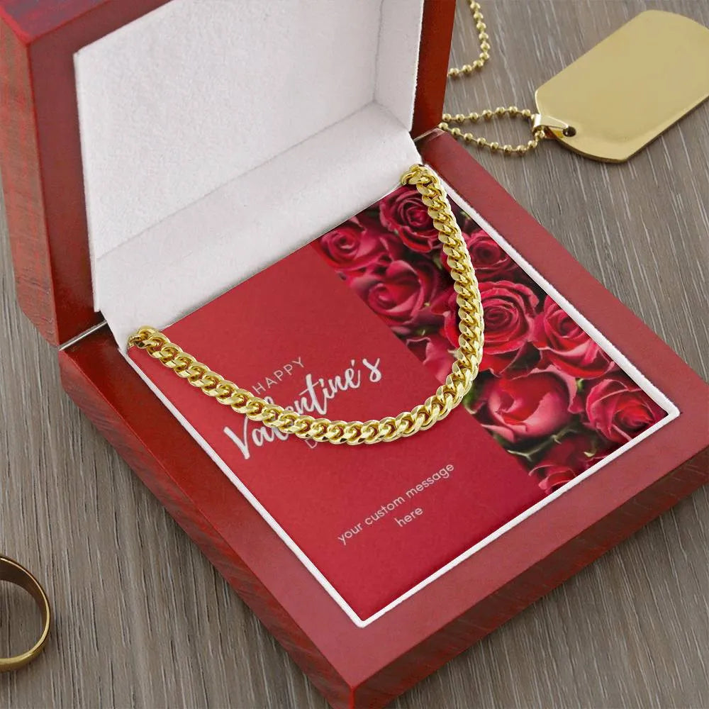 Happy Valentine's Day Cuban Chain Link Necklace - Cuban Chain Link Necklace Gold Luxury Box