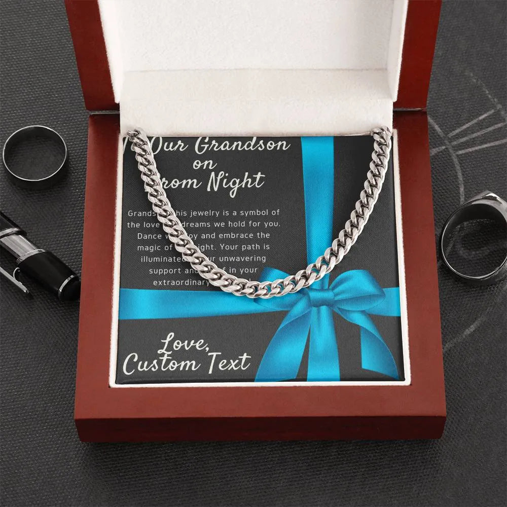 To My Grandson On Prom Night Cuban Chain Link Necklace