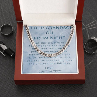 To Our Grandson On Prom Night Cuban Chain Link Necklace